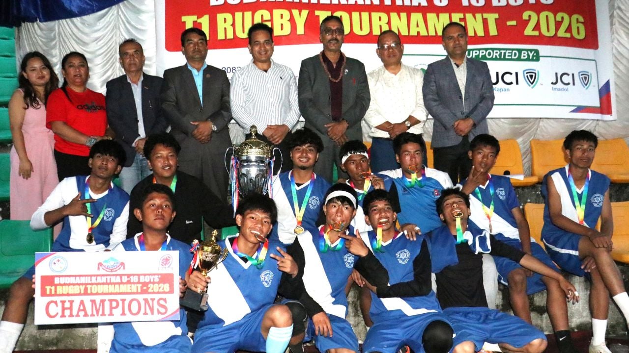 बुढानीलकण्ठ यू–१६ ब्वाइज टी–वान रग्बीमा इन्टरनेसनल जोसेफ स्कुल च्याम्पियन